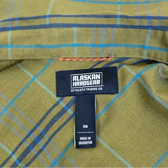 Duluth Trading Co. Olive Green Wool Blend Plaid Shirt Hiking Farmcore Sz XS - Picture 13 of 16